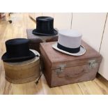 Four Victorian Locke & Co silk top hats