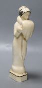 A 1920's pottery figure stamped Meissen, height 28.5cm