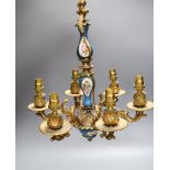 A Sevres style porcelain and gilt metal electrolier