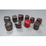 Ten assorted antique ring boxes.CONDITION: All in fairly well used condition, with scuff marks to
