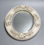 A Belleek oval mirror, first period, length 27cmCONDITION: Provenance - Alfred Theodore Arber-