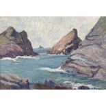 Elizabeth Lamorna Kerr (1905-1990) oil on board, Coastal landscape, signed, 24 x 34cm.