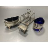 An Edwardian silver seven bar toastrack, William Hutton & Sons, Sheffield, 1909, a.f., a pair of
