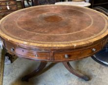A Regency mahogany circular drum table, 120cm diameter, height 78cm