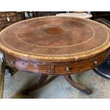 A Regency mahogany circular drum table, 120cm diameter, height 78cm