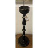 A painted turned wood pricket candlestick, height 75cm