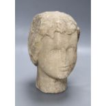 A medieval style stone head, height 23cm