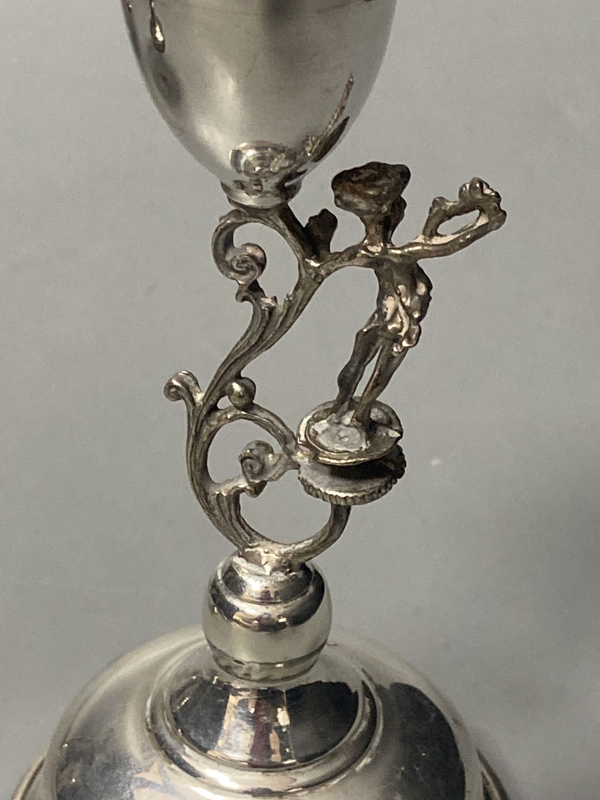 Two silver trumpet vases, one a.f., a Birk's sterling compact and four continental white metal - Image 8 of 11