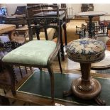 A Regency simulated rosewood dining chair and an early Victorian rosewood piano stool