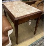 An early 20th century Continental marble top centre table, width 92cm depth 64cm height 76cm