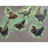 Helen Bryne Bryce (1891-1971), oil on canvas, Study of chickens, label verso, 19 x 25cm