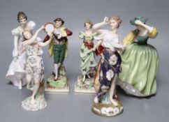 Six assorted porcelain figures, Continental and Doulton