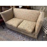 An early 20th century upholstered Knoll settee, width 166cm depth 84cm height 94cm