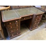 A Victorian mahogany kneehole desk, width 122cm, depth 54cm, height 74cm