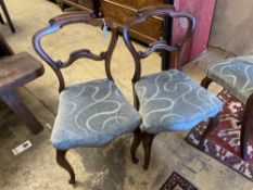 A set of four Victorian cabriole leg dining chairs and a pair of Regency rope-back dining chairs