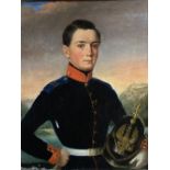 19th century French School, oil on board, Half length portrait of an army officer, 37 x 29cm