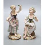 Two 19th century Meissen porcelain figure groups, height 14cm