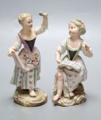 Two 19th century Meissen porcelain figure groups, height 14cm