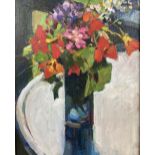 John Speirs, oil on canvas board, Still life of flowers in a glass vase, 24 x 19cm