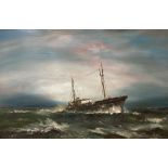 Fegan, oil on board, Fishing trawler at sea, signed, 49 x 72cm