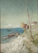 Yousay, oil on canvas, Italian coastal landscape, signed, 67 x 50cm