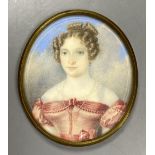 Continental School (19th century), miniature watercolour portrait of a young lady, probably Princess