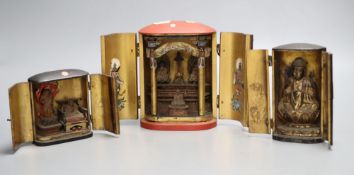 Three Japanese lacquer portable shrines (zushi), 19th century, tallest 15cmCONDITION: Provenance -