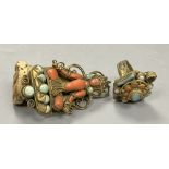 A Tibetan gilt metal,, coral & turquoise mounted brooch and ringCONDITION: Provenance - Alfred