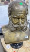 A 19th century German terracotta bust of Kaiser Wilhelm I, bronze effect, height 39cm