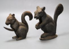 Two cast iron 'squirrel' nutcrackers, tallest 13.5cm