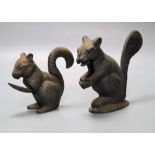 Two cast iron 'squirrel' nutcrackers, tallest 13.5cm