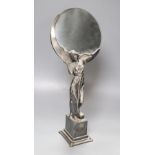 A WMF style pewter figural mirror, height 45cmCONDITION: In good condition, just needing a good