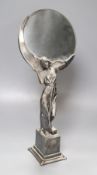 A WMF style pewter figural mirror, height 45cmCONDITION: In good condition, just needing a good