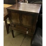 A George III mahogany cupboard, fitted drawer, width 59cm depth 52cm height 88cm