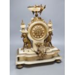 A French gilt metal and alabaster mantel clock, height 49cm