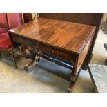 A 19th century French marquetry inlaid rosewood sofa table, width 84cm, depth 60cm, height 77cm