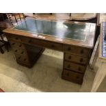 A Victorian mahogany pedestal desk, width 118cm depth 60cm height 74cm