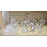 A collection of silver-mounted and other cut glass items, the silver-mounted items comprising an