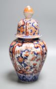 An Imari vase and cover, height 34cm