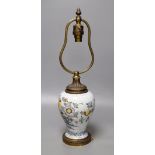 An 18th century Delft pottery vase converted to a lamp, overall height 46cmCONDITION: Base of lamp