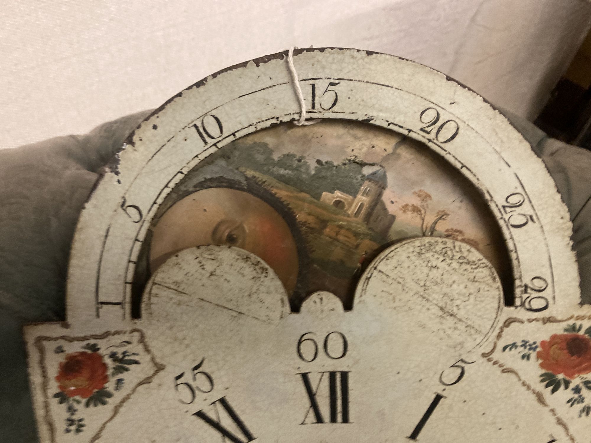 An early 19th century painted longcase clock dial, marked Massey, Newcastle, width 36cm height 50cm - Image 2 of 4