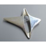A Georg Jensen sterling abstract brooch, designed by Henning Koppel, no. 339, 57mm.CONDITION: Pin