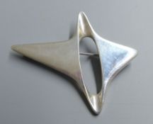 A Georg Jensen sterling abstract brooch, designed by Henning Koppel, no. 339, 57mm.CONDITION: Pin