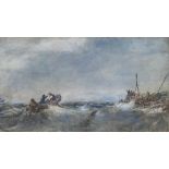 Edwin Hayes (1820-1904), watercolour, Fishing boat leaving the harbour, signed in pencil, 12 x 21cm