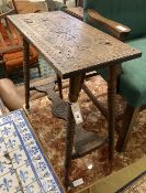 A carved rectangular bobbin leg occasional table, width 30cm height 62cm