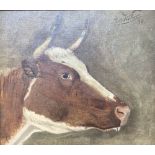 Continental School, oil on canvas, Study of a cow's head, indistinctly signed and dated '88, 26 x