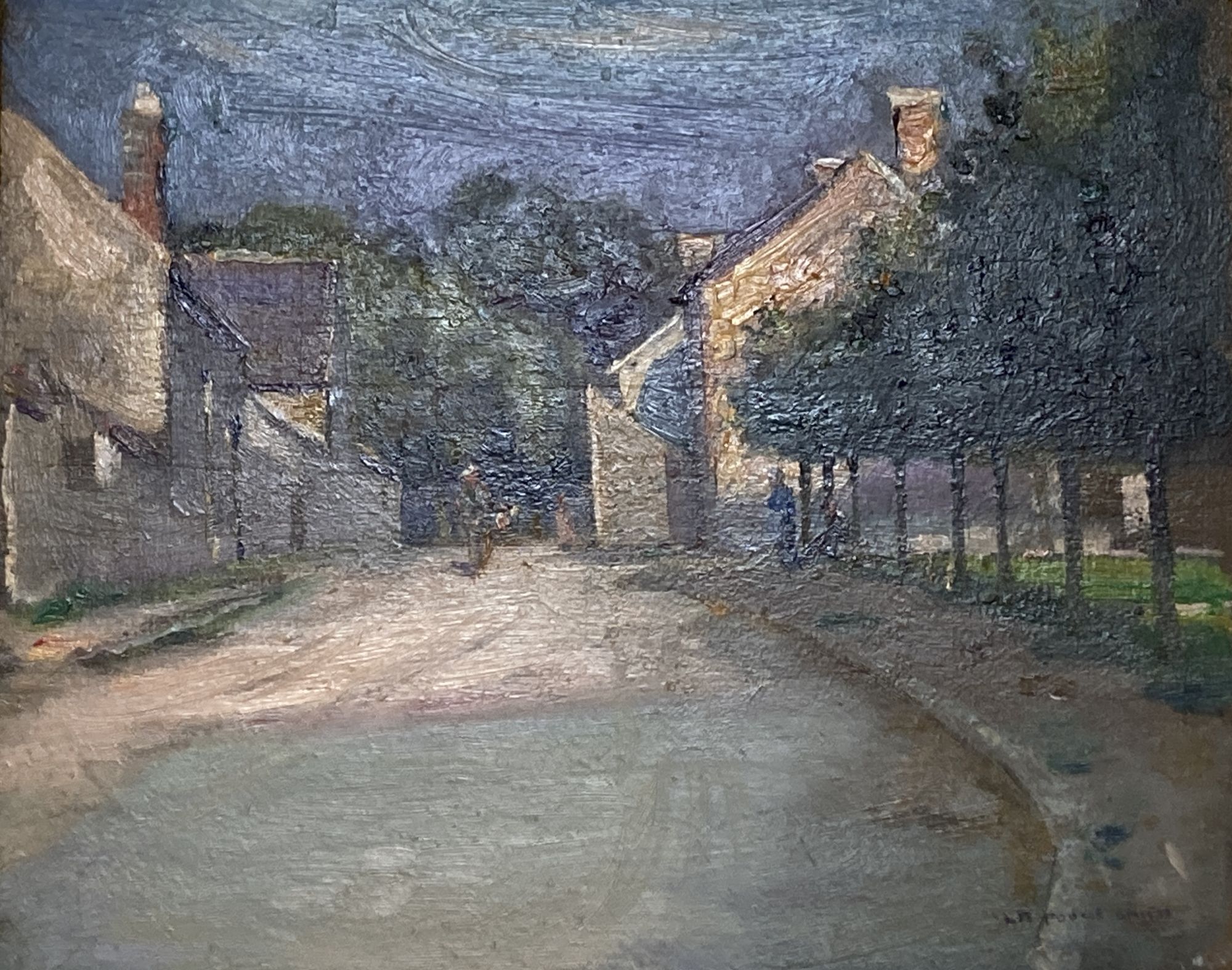 Leslie R. Poole Smith (Exh. 1908-1926), oil on card, French village street scene, 21 x 26cm