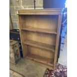 A Victorian pine open bookcase, width 108cm, depth 31cm, height 152cm