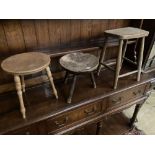 Three 19th century provincial stools