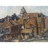 Ethel L. Rawlins (1880-1940), watercolour, Ditchling church from the Sandrock car park, signed, 37 x